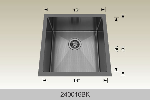 Bosco 240016 16" x 18" Textured Titanium Series Radius Corner Bar Sink