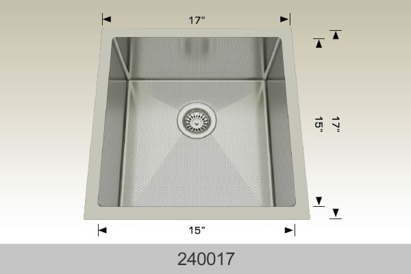 Bosco 240017 17" x 17" Textured Titanium Series Radius Corner Kitchen Sink