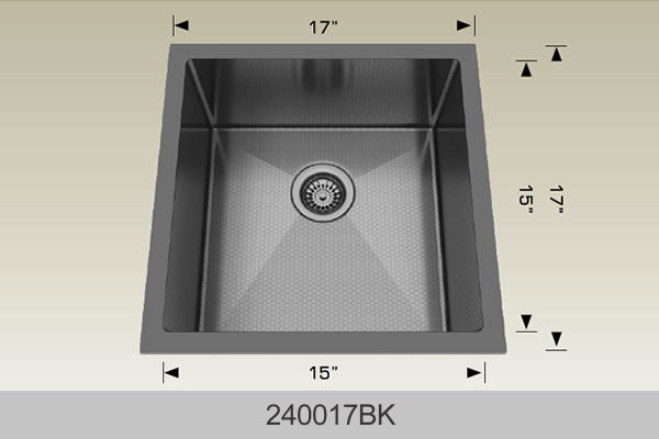 Bosco 240017 17" x 17" Textured Titanium Series Radius Corner Kitchen Sink