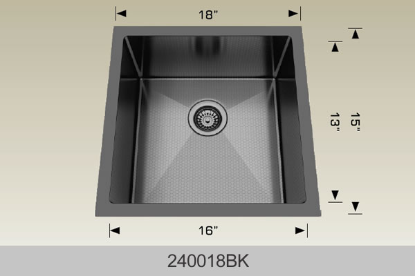 Bosco 240018 18" x 15" Textured Titanium Series Radius Corner Kitchen Sink