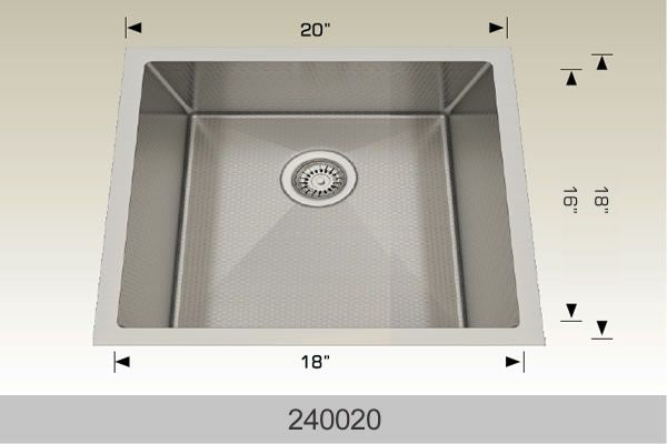 Bosco 240020 20" x 18" Textured Titanium Series Radius Corner Kitchen Sink