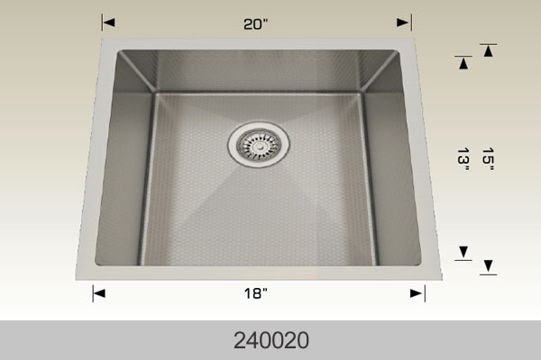 Bosco 240020 20" x 18" Textured Titanium Series Radius Corner Kitchen Sink