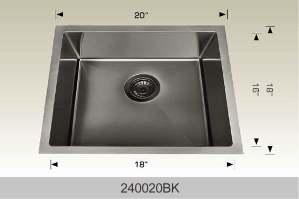 Bosco 240020 20" x 18" Textured Titanium Series Radius Corner Kitchen Sink