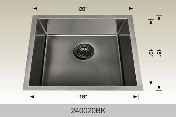 Bosco 240020 20" x 18" Textured Titanium Series Radius Corner Kitchen Sink