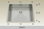 Bosco 240021 21" x 18" Textured Titanium Series Radius Corner Kitchen Sink