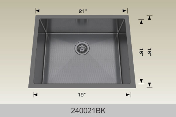 Bosco 240021 21" x 18" Textured Titanium Series Radius Corner Kitchen Sink
