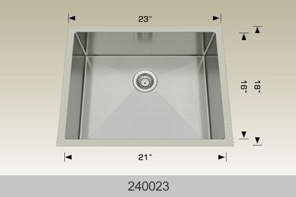 Bosco 240023 23" x 18" Textured Titanium Series Radius Corner Kitchen Sink