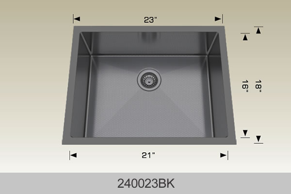 Bosco 240023 23" x 18" Textured Titanium Series Radius Corner Kitchen Sink