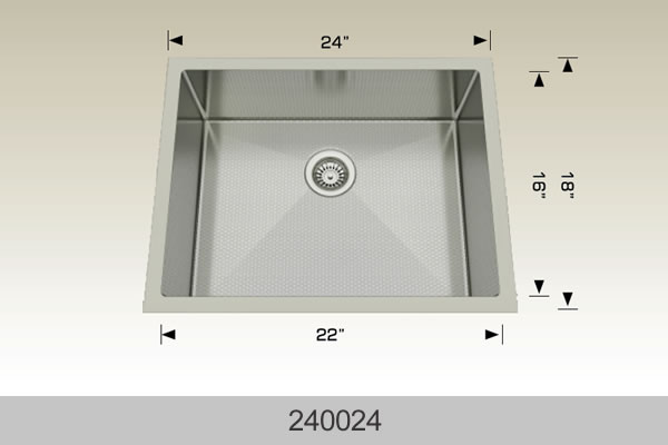 Bosco 240024 24" x 18" Textured Titanium Laundry Series Radius Corner Laundry Sink