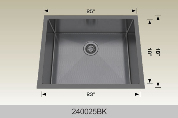 Bosco 240025 25" x 18" Textured Titanium Series Radius Corner Kitchen Sink