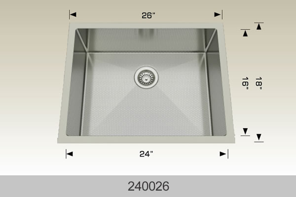 Bosco 240026 26" x 18" Textured Titanium Laundry Series Radius Corner Laundry Sink