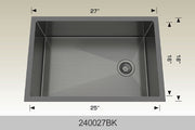 Bosco 240027BK 27" x 18" Textured Titanium Series Radius Corner Kitchen Sink