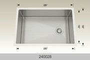 Bosco 240028 28" x 18" Textured Titanium Series Radius Corner Kitchen Sink