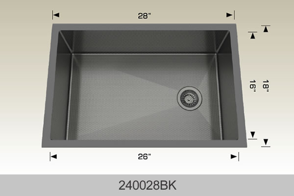 Bosco 240028 28" x 18" Textured Titanium Series Radius Corner Kitchen Sink