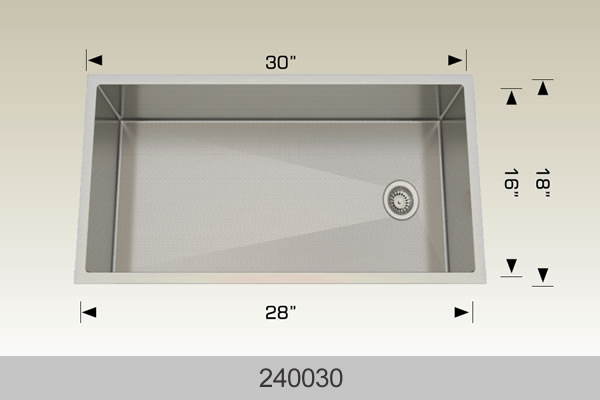Bosco 240030 30" x 18" Textured Titanium Series Radius Corner Kitchen Sink