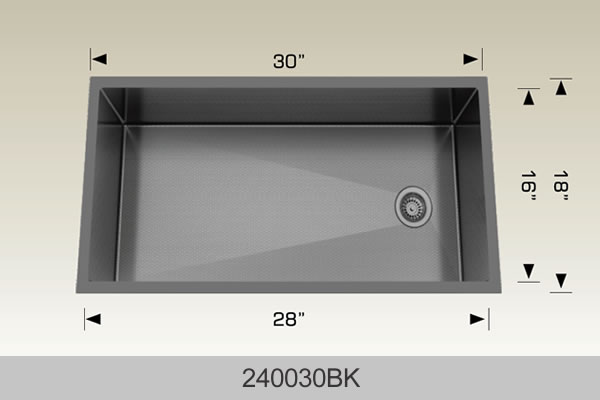 Bosco 240030 30" x 18" Textured Titanium Series Radius Corner Kitchen Sink