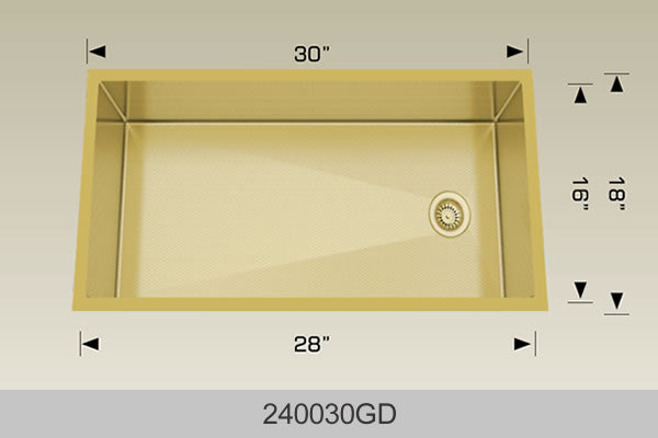 Bosco 240030 30" x 18" Textured Titanium Series Radius Corner Kitchen Sink