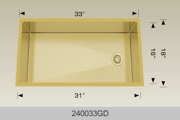 Bosco 240033 33" x 18" Textured Titanium Series Radius Corner Kitchen Sink