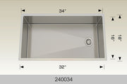 Bosco 240034 34" x 18" Textured Titanium Series Radius Corner Kitchen Sink