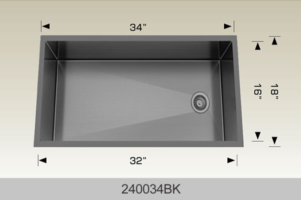 Bosco 240034 34" x 18" Textured Titanium Series Radius Corner Kitchen Sink