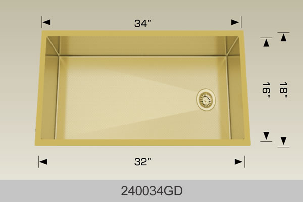 Bosco 240034 34" x 18" Textured Titanium Series Radius Corner Kitchen Sink