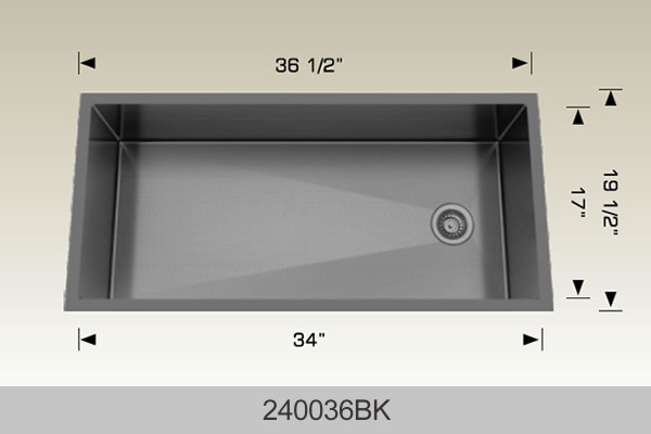 Bosco 240036 36" x 19" Textured Titanium Series Radius Corner Kitchen Sink