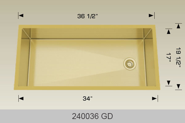Bosco 240036 36" x 19" Textured Titanium Series Radius Corner Kitchen Sink