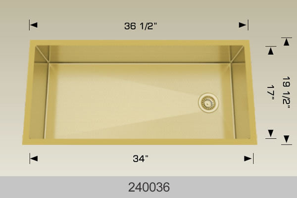 Bosco 240036 36" x 19" Textured Titanium Series Radius Corner Kitchen Sink