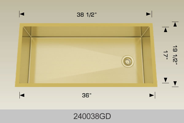 Bosco 240038 38" x 19" Textured Titanium Series Radius Corner Kitchen Sink