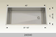 Bosco 240040 40" x 19" Textured Titanium Series Radius Corner Kitchen Sink