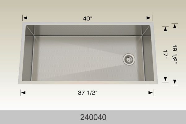 Bosco 240040 40" x 19" Textured Titanium Series Radius Corner Kitchen Sink