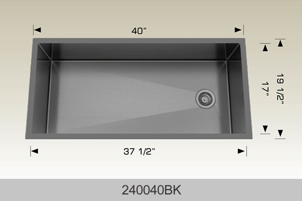 Bosco 240040 40" x 19" Textured Titanium Series Radius Corner Kitchen Sink