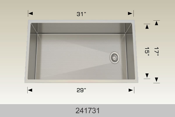 Bosco 241731 31" x 17" Textured Titanium Series Radius Corner Kitchen Sink