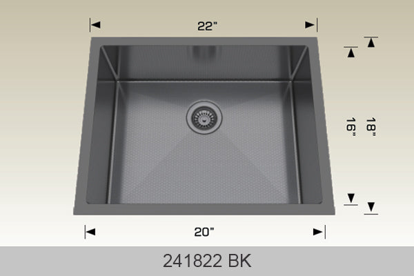 Bosco 241822 22" x 18" Textured Titanium Series Radius Corner Kitchen Sink