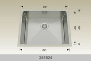 Bosco 241824 24" x 18" Textured Titanium Series Radius Corner Kitchen Sink