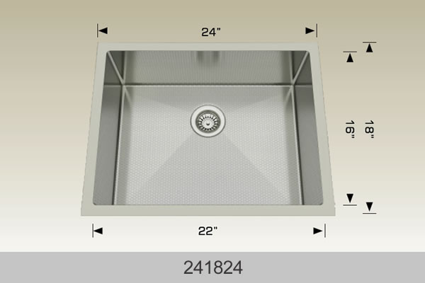 Bosco 241824 24" x 18" Textured Titanium Series Radius Corner Kitchen Sink