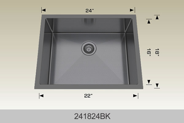 Bosco 241824 24" x 18" Textured Titanium Series Radius Corner Kitchen Sink