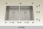 Bosco 241826 26" x 18" Textured Titanium Series Radius Corner Double Bowl Kitchen Sink