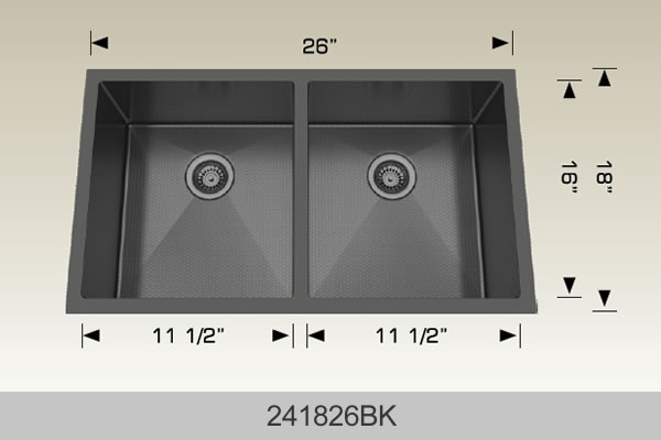 Bosco 241826 26" x 18" Textured Titanium Series Radius Corner Double Bowl Kitchen Sink