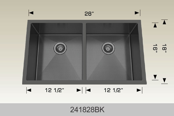 Bosco 241828 28" x 18" Textured Titanium Series Radius Corner Double Bowl Kitchen Sink