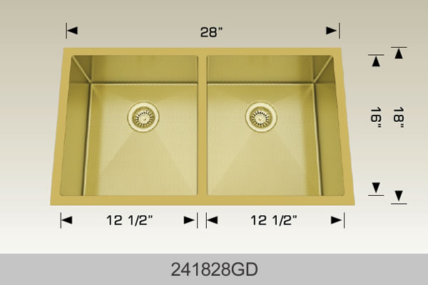 Bosco 241828 28" x 18" Textured Titanium Series Radius Corner Double Bowl Kitchen Sink
