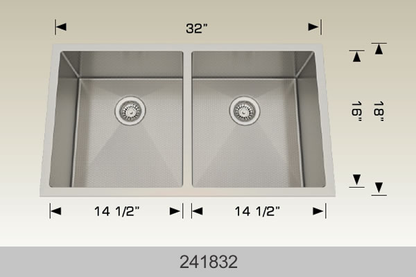 Bosco 241832 32" x 18" Textured Titanium Series Radius Corner Double Bowl Kitchen Sink