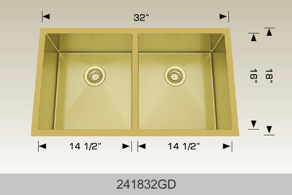 Bosco 241832 32" x 18" Textured Titanium Series Radius Corner Double Bowl Kitchen Sink