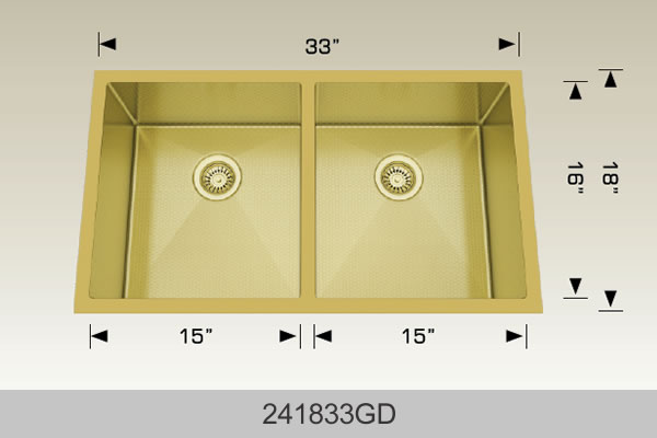 Bosco 241833 33" x 18" Textured Titanium Series Radius Corner Double Bowl Kitchen Sink