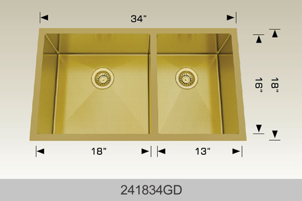Bosco 241834 34" x 18" Textured Titanium Series Radius Corner Double Bowl Kitchen Sink
