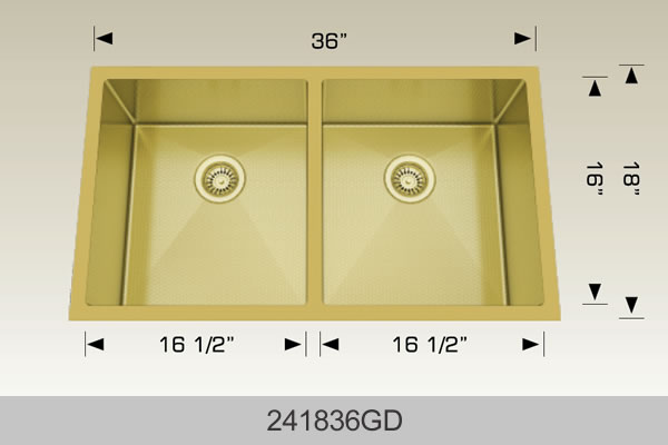 Bosco 241836 36" x 18" Textured Titanium Series Radius Corner Double Bowl Kitchen Sink