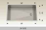 Bosco 241932 32" x 19" Textured Titanium Series Radius Corner Kitchen Sink