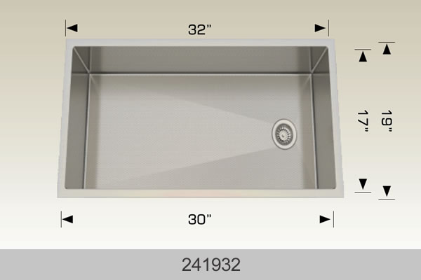 Bosco 241932 32" x 19" Textured Titanium Series Radius Corner Kitchen Sink