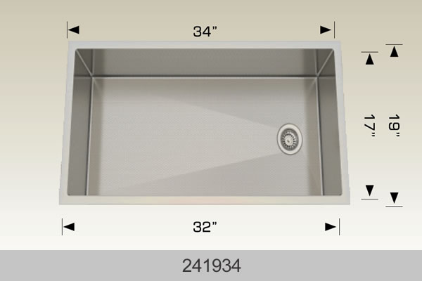 Bosco 241934 34" x 19" Textured Titanium Series Radius Corner Kitchen Sink