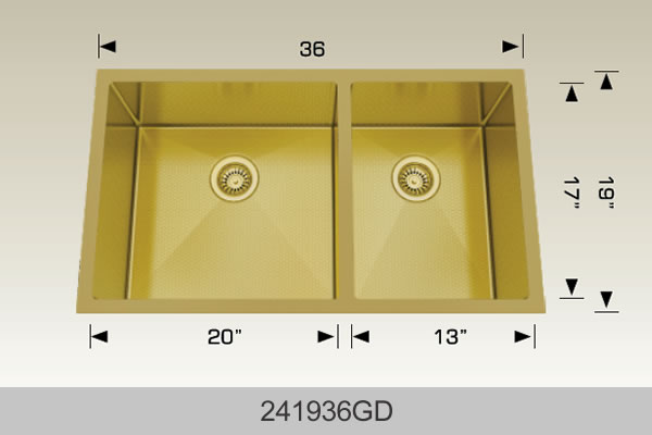 Bosco 241936 36" x 19 1/2" Textured Titanium Series Radius Corner Double Bowl Kitchen Sink